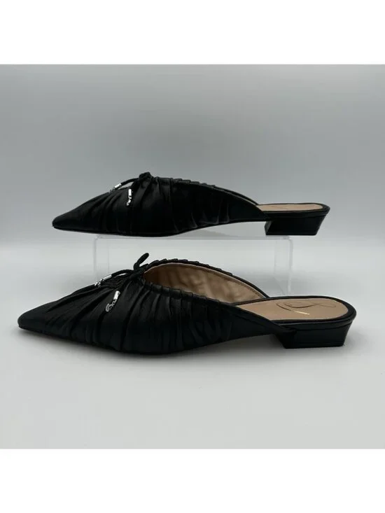 Sam Edelman Julia Pump Mule Women’s Size 10 Black Leather Pointed Flat Shoes - Picture 2 of 11